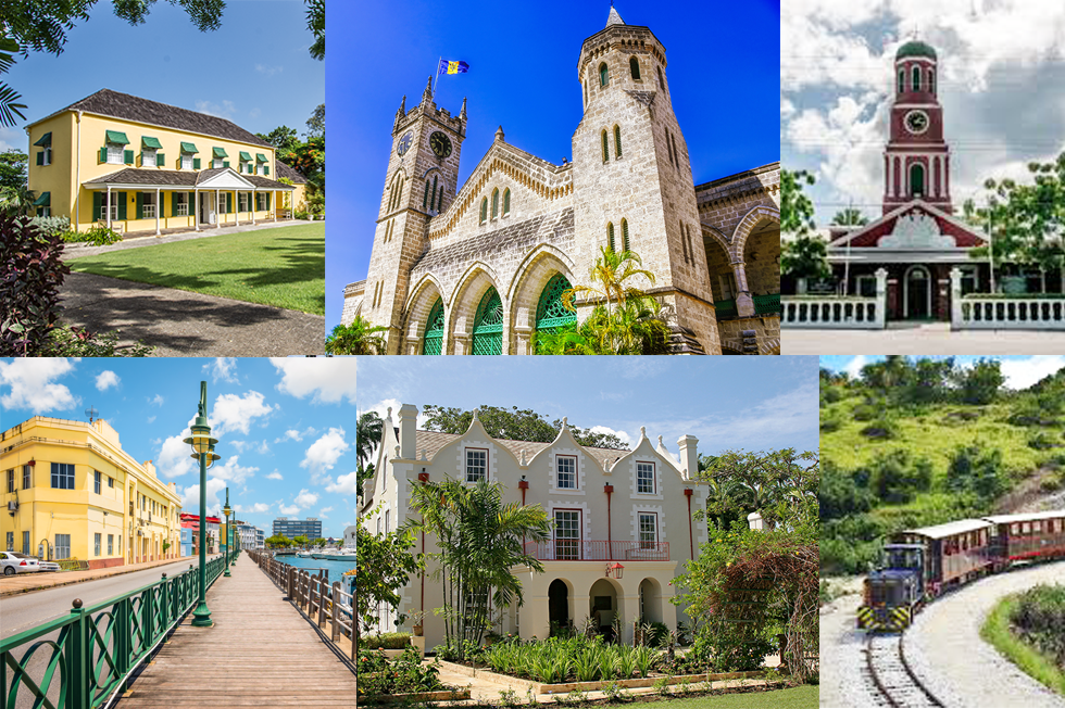 A collage showing the top six historic tours in Barbados